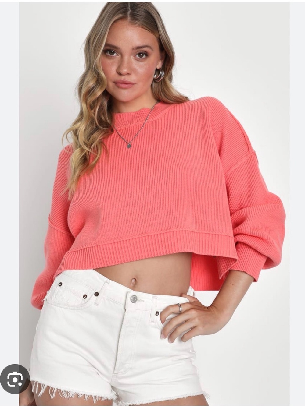 Free People Free People Easy Street Crop Pullover Coral